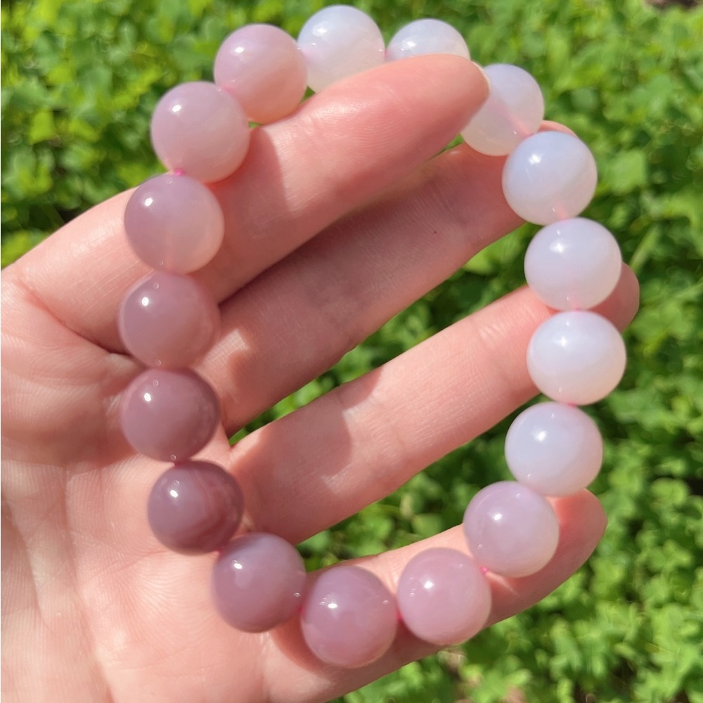 14mm stretchable natural Yanyuan agate bracelet - Picture 2 of 8